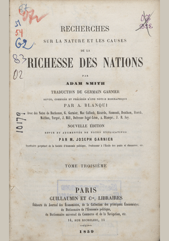 Recherches sur la nature et les causes de la richesse des nations