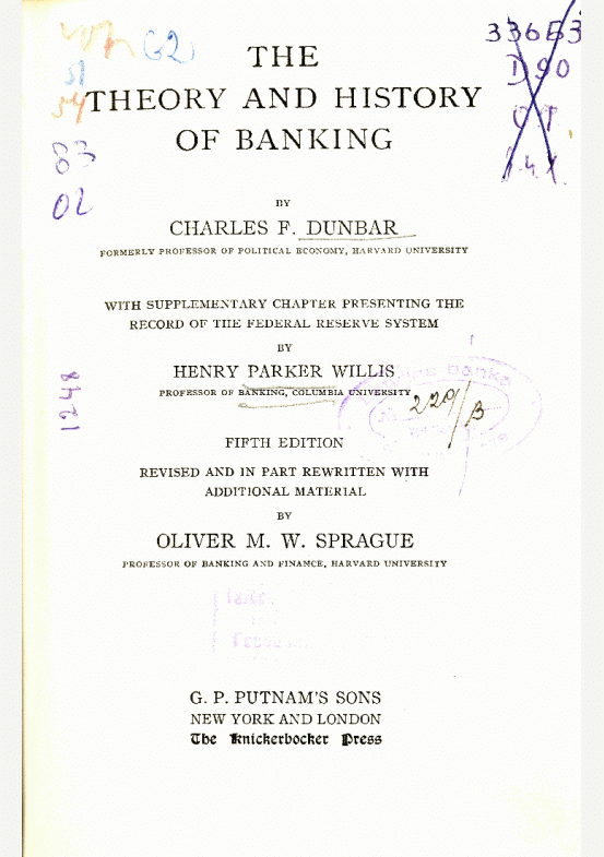 Новое поступление: The theory and history of banking