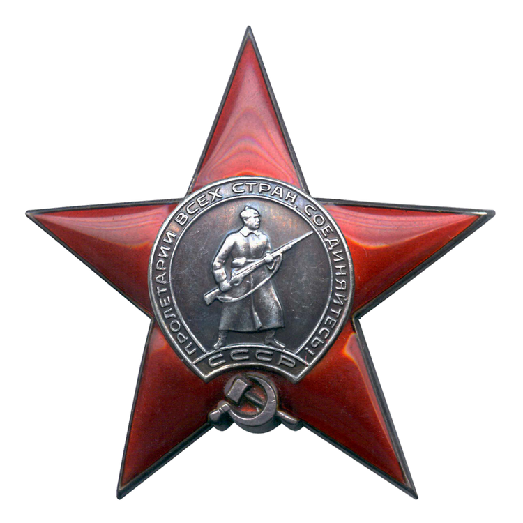 14 февраля 1945 г. награжден орденом Красной Звезды (был представлен к ордену Александра Невского) 1_Orden_Krasnoy_Zvezdy.png